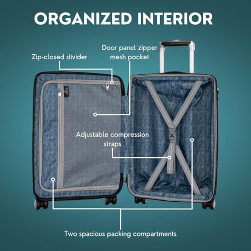 Skyway Nimbus 4.0 Expandable, Durable Hardside, 4 Wheel Spinner, Lightweight Suitcase, Unisex, Stylish, Maritime Blue, Carry-On 20-Inch4