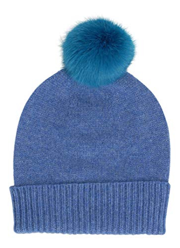 Gamble & Gunn Bonnet design 100% cachemire écossais pur avec pompon amovible - Naturellement doux et chaud - Pour automne et hiver - Taille unique - Accessoire de mode - Bleu - Taille Unique Cover