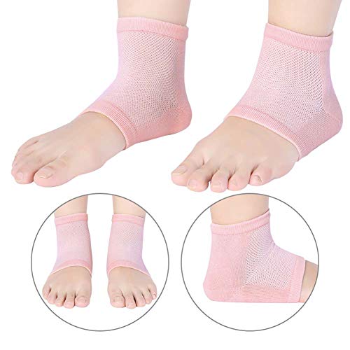 Chaussettes de soins,5 couleurs douces chaussettes de protection de talon de haute qualit¨¦, chaussette de talon en gel en maille, emp¨ºchent de chauffer pour la