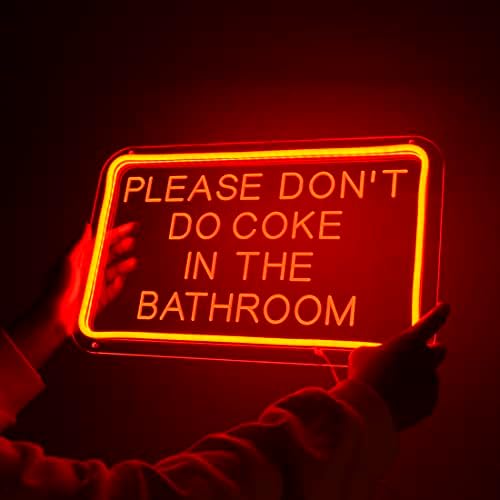 Planzo Please Don't Do Coke In The Bathroom Red LED Neon Sign USB Home Bedroom Bathroom Game Room Bar Store Wall Decor Sign Birthday Party Christmas Gifts 5V 15.75" X 9.84" Indoors