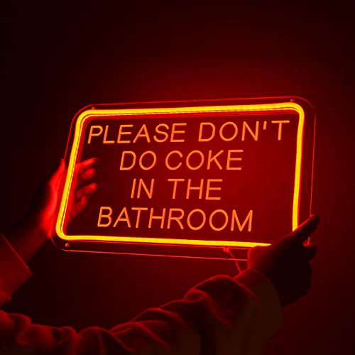 Planzo Please Don't Do Coke In The Bathroom Red LED Neon Sign USB Home Bedroom Bathroom Game Room Bar Store Wall Decor Sign Birthday Party Christmas Gifts 5V 15.75