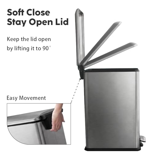 Cubo de basura de acero inoxidable rectangular de 5l acabado gris de alta gama 4