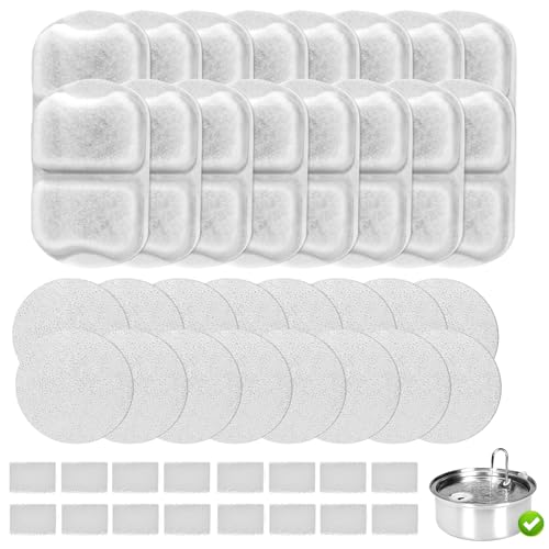 16 Packs Dog Water Filter Replacement Cat Water Fountain Filter Compatible with oneisall 7L/230oz/1.8G Stainless Steel Dog Water Fountain
