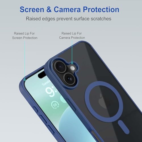 Image of AIBEX Clear Mag-Saf Case for iPhone 17-1,500 G Strong Magnetic Lock, Crystal-Clear Anti-Yellowing Back | Military-Grade Drop Protection | Camera Guard, Slim & Lightweight - Blue