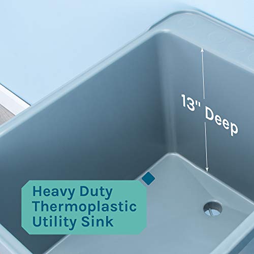 Space Saver Utility Sink By Js Jackson Supplies, Pull-Out Faucet, Soap Dispenser, Grey Tub With Chrome Finish Faucet #TOP6