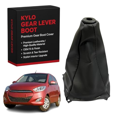 Image of KYLO Leather Gear Shift Cover - Anti-Slip, Durable, Washable Gear Knob Protector for Manual Cars Suitable for (GL Cover I-10)