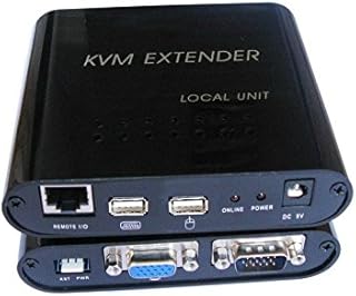 Tolako KVM Extender Over Single Cat-5 Cat-5E Cat-6 Ethernet Cable - Up to 328ft - USB VGA Over Cat5/5e/6 Extender - 1 Local and 1 Remote - Support Windows, Linux, Mac (KVM USB 100M/328ft)