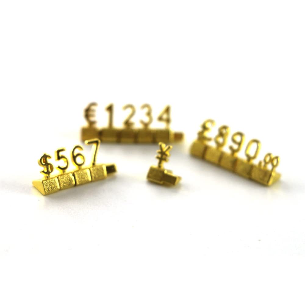 Etiqueta de precio de mini cubo, 10 juegos de cubos de visualización de precios, kit de cubo de precio de metal 3D ajustable para reloj de joyería Anillo de visualización de precio de tienda - oro/EUR