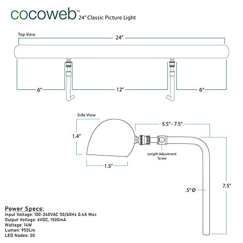 Cocoweb 24" Classic Led Picture Light In Mahogany Bronze With Plug-In Adapter #TOP1