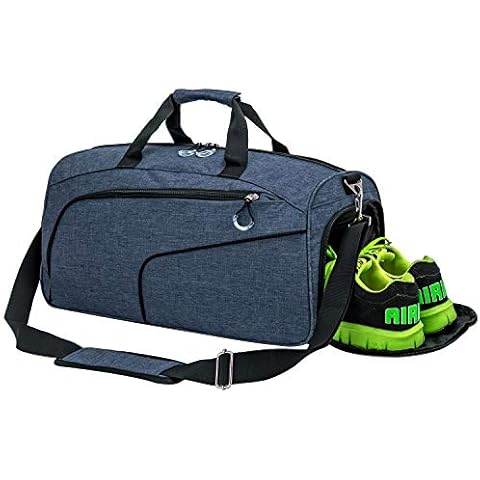 Kuston Sports Gym Bag with Shoes Compartment &Wet Pocket Gym Duffel Bag Overnight Bag for Men and Women(Blue) Cover