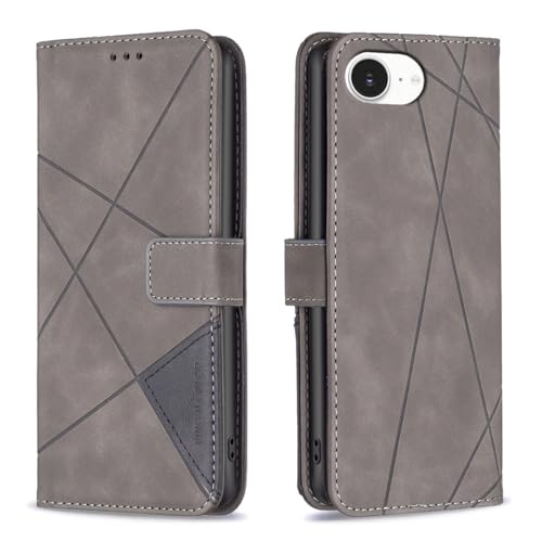 Étui iPhone 17e housse cuir gris à rabat avec porte-carte et fermeture magnétique intégrée