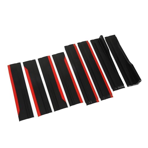 Falda lateral de coche con extensión de labio posterior brillante en rojo y negro, 8 uds