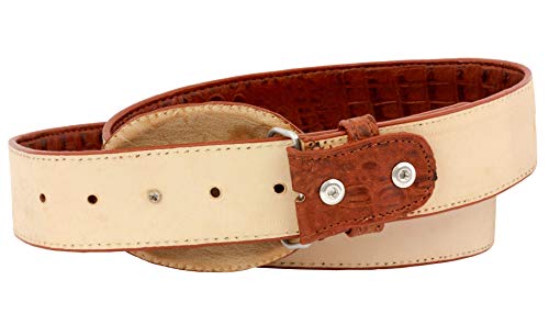 El Presidente - Mens Cognac Crocodile Belly Pattern Cowboy Belt Rodeo Buckle3