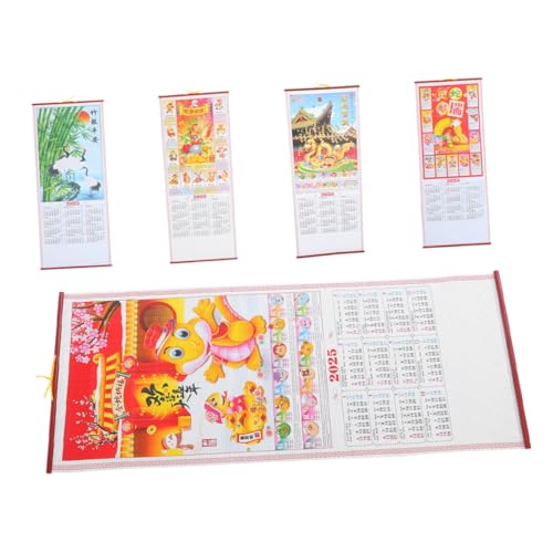 ledmomo 5個年掛軸年カレンダー 壁掛け式 月間プランナー ホーム オフィス用 プリントで 管理簡単 贈り物にも