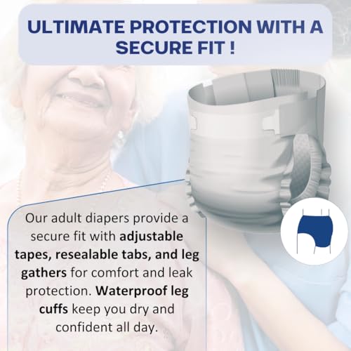 Image of Tape Style Super Absorbent | Unisex | Waist Size (28-44 Inches) Adult Diaper - M (30 Pieces)
