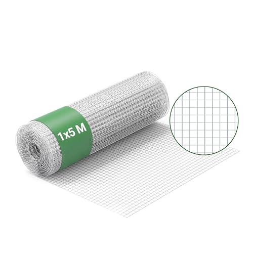 Wiltec Fil de grillage Noir à mailles carrées 12 x 12 mm - 25 m x 100 cm - en Acier galvanisé revêtus par PVC - Rouleau Clôture pour Volière Clapier Jardin...