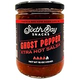 Sixth Day Snacks Ghost Pepper Xtra Hot Salsa | Intense Heat with Real Flavor | Small Batch, Clean Ingredients | Family-Owned | 16 oz Jar