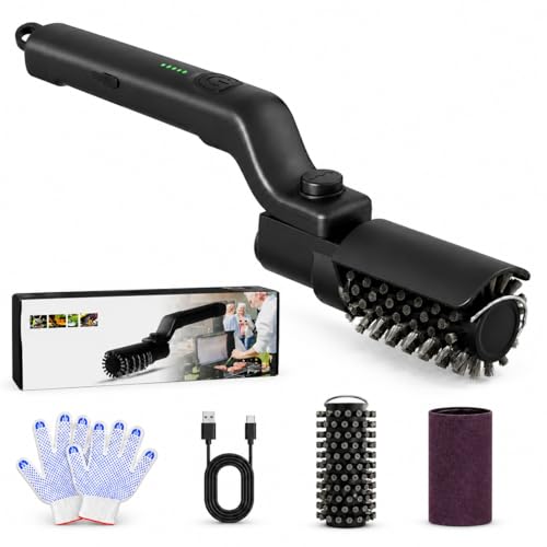 Vahrelo Grillmaster Pro Electric Grill Brush for Outdoor Grill Cordless Rotary Cleaning Brush with Detachable Heads Protective Cover Type C Rechargeable BBQ Tool for Summer Cookouts