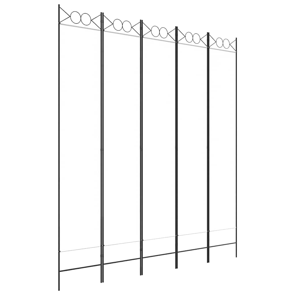 vidaXL Parawan 5-panelowy, biały, 200x220 cm, tkanina