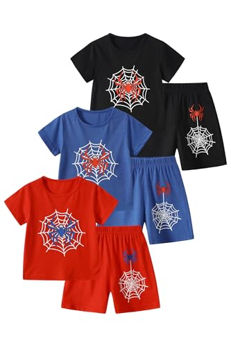 Image of Boys' Shorts Set 6 Pieces Short Sleeve Tee T-Shirt and Shorts Set Boys Outfits Clothing Set 4-12Y