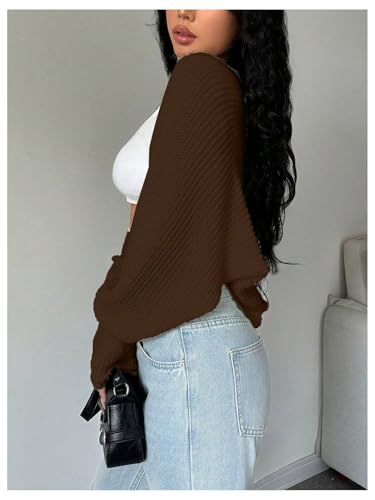 Image of GORGLITTER Women's Open Front Cropped Cardigan Bolero Sweater Lightweight Long Sleeve Shrug Knit Top