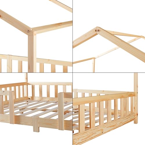 Variante de [en.casa] [en.casa] cama montessori Casita Treviolo 120x200 Pino Natural