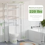 Simple Trending 8 Tier Over The Toilet Storage with Side Rack, Bathroom Organizer Metal Shelves for Towels, White - Image 3