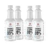 Isopropyl Alcohol 99% - 1 Gallon - (4) 32 FL Oz Bottles - High Purity Concentrated Rubbing Alcohol -...