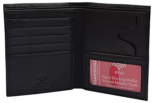 MARSHAL Genuine Leather Large Hipster Bifold Credit Card Id Men's Wallet