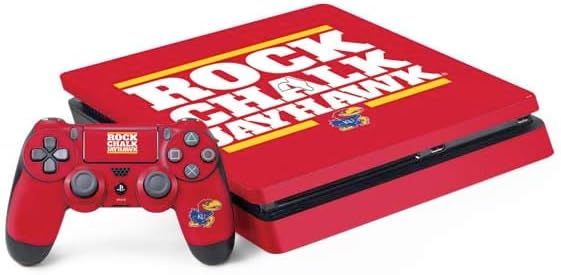 Skinit Decal Gaming Skin Compatible with PS4 Slim Bundle - Officially Licensed University of Kansas Collegiate Text Design