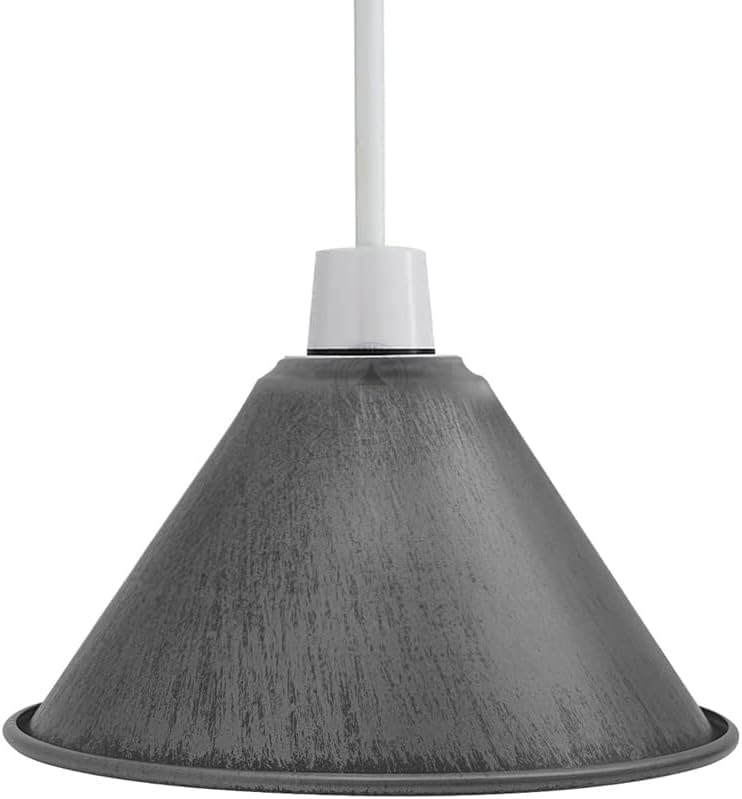 LEDsone Industrial Retro Kitchen Vintage Metal Loft Bar Hanging Chandelier Lighting Rustic Pendant Lamp Shade (Cone 18CM-Brushed Silver)