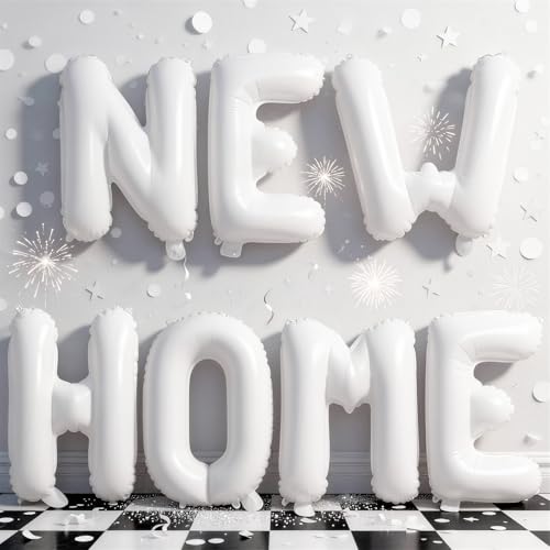 White NEW HOME Letter Balloons 16 inch for Housewarming Party Decoractions