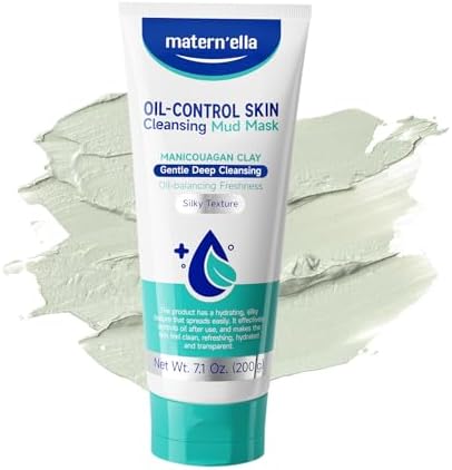 MATERN'ELLA Mud Mask | Pore Purifying Oil-Control Manicouagan Clay Formula with Plant Extract for Blackheads, Oily & Dull Skin Clay Facial Treatment for Women & Men 7.1 Oz.
