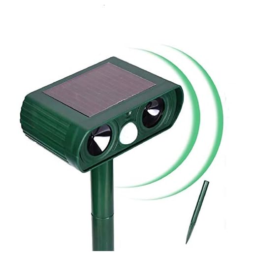 N3 Zelek Repelente de Gato Repelente Ultrasónico de Plagas Scarer Gato Disuasivo de Zorro Bateria Solar Disuasorio de Gato Repelente Verde 1 Pieza