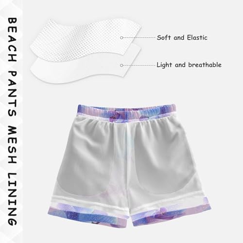 Pigsaly Boys Swim Trunks Pastel Purple Gradient Orchid Flower Boys Board Shorts Swimsuit Swimwear Summer Bathing Suit 2T4