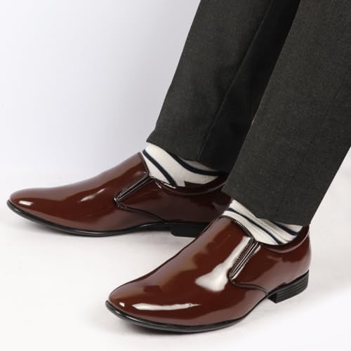 Image of FAUSTO Men Leather Formal Pull-On Shoes