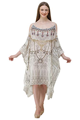Image of RAVI RAJORIA Georgette Digital Printed Beach Wear Kaftan Blue Free Size R800 | Multi Color 2