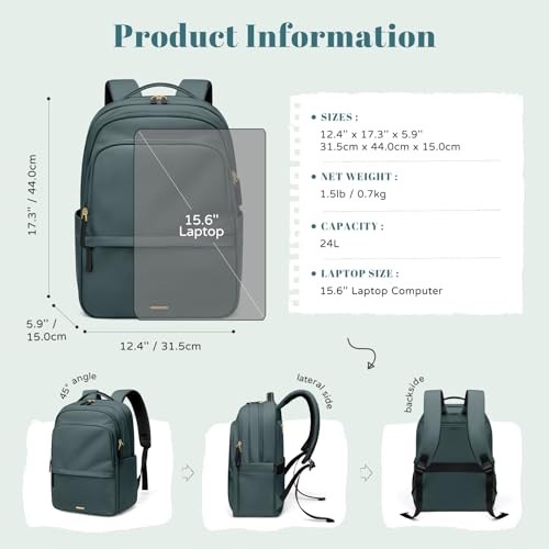 Multifunctional Laptop Backpack for Work Travel Leisure Business Backpack for Women Fits 15.6 Inch Notebook - Image 6
