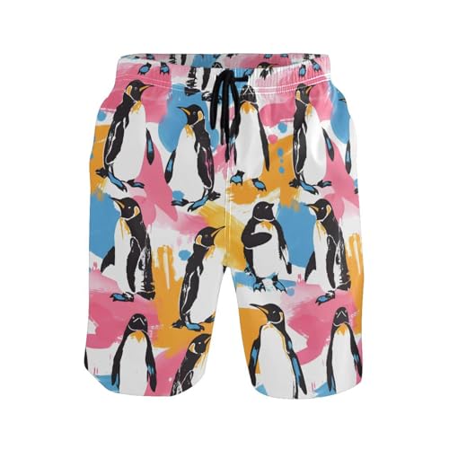 Men's Penguins Seamle Swim Trunks Novelty Beach Shorts Quick Dry Swimming Board Trunks