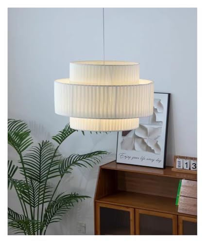 Lustre LED moderne suspension chambre déco loft tissu blanc