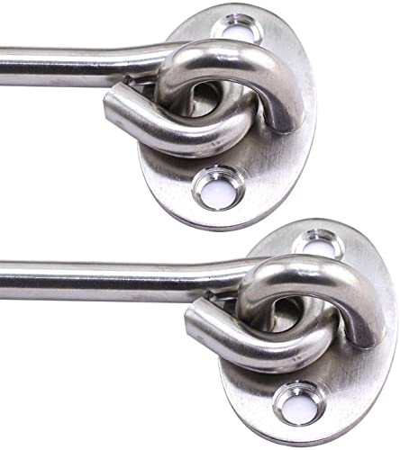 Sqxbk 2Pcs 3 Inch Cabin Hook Eye Latch Wind-Proof Lock Shed Stainless Steel Gate Door Window Safety Stopper Silent Holders Catch Lock With Mounting Screws #TOP1