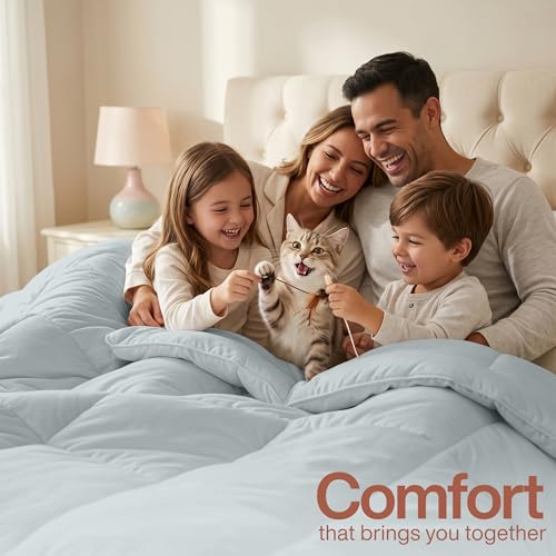 Image of Utopia Bedding Comforters California King Size, All Season Duvet Insert, Down Alternative Box Stitched Bed Comforter with Corner Tabs, Machine Washable (Light Grey)