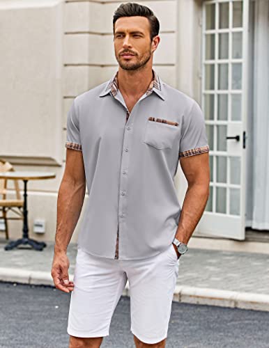 Chemise d'été décontractée pour homme en gris clair taille M - 2