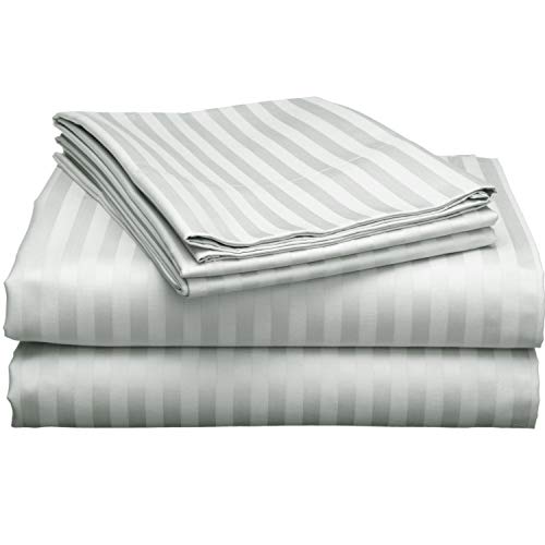 Versatile Bedding Queen Size Light Grey Stripe Sheet Set for Head Adjustable Bed, 34