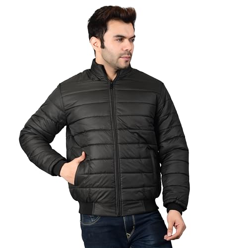 Image of Men Jacket in Material with Straight Strip Design