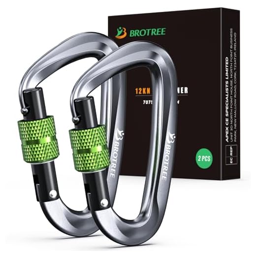 Brotree Mosquetones de Bloqueo 12KN (1200 kg) Mosquetón de Aluminio Resistente con Cierre de Resorte para Hamaca, Senderismo, Gimnasio - Seguridad 8cm Forma de D Mosquetones con Seguro