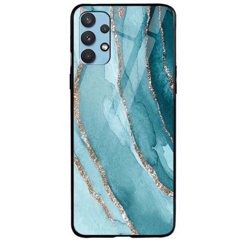 Image of COLORflow Back Cover Compatible with Samsung Galaxy A53 5G | Blue Marble Golden Stripes | Shockproof TPU Bumper Cover with Camera Protection Back Cover
