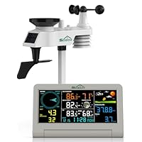 SQECH Weather Stations,7-in-1 Weather Stations Including Indoor & Outdoor Sensor Wireless,Weather Station Including Weather Forecast,Temp&Humidity,Rain Gauge,Wind, Moon Phase,Date Display,Alarm Clock