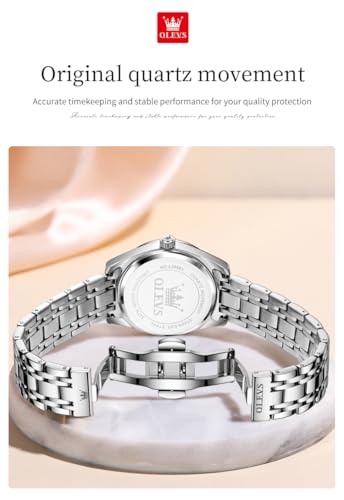 Image of OLEVS Womens Watches Classic Dress Quartz Female Wristwatch Ladies Stainless Steel Waterproof Luminous Date Easy Read Watch for Lady