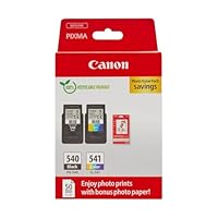 Canon Tinte & Papier Multipack - PG-540/CL-541 Original Drucker Tintenpatronen 2er-Pack (1 x Schwarz, 1 x Farbe druckerpatronen) & 4x6 Fotopapier (50 x Blatt)